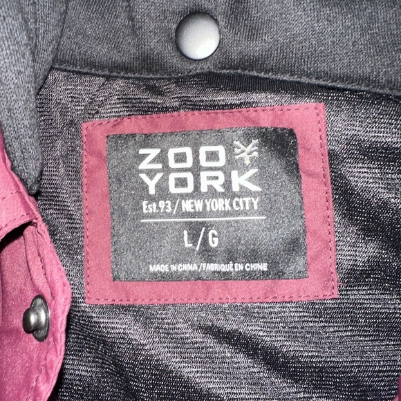 ZOO YORK Burgundy Reflective Oversized Snap Button Hooded Jacket Sz Large - Picture 12 of 14